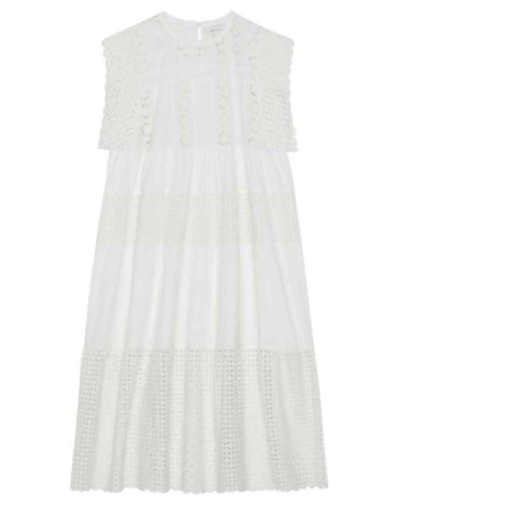 SKALL STUDIO  Astrid Organic Cotton English Embroidery Dress | White